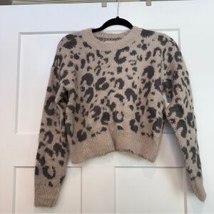 SO Leopard Print Sweater - Beige and Charcoal